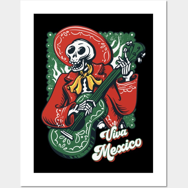 Funny Mexican Independence Day Music Mariachi Player Wall Art by Emmi Fox Designs